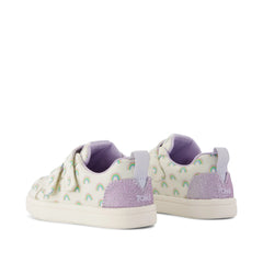 Cruz Double Strap Toddler Sneaker Egret Foil Rainbows
