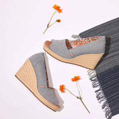 Womens Essential Wedge Niagara Mist Chambray Dot