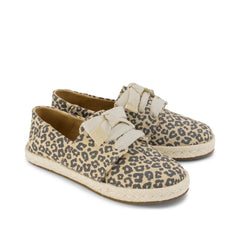 Carolina Lace-Up Kids Espadrille Natural Leopard Print