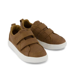 Cruz Double Strap Kids Sneaker Toffee Microsuede