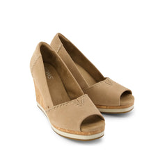 Womens Essential Wedge Taupe Deco Stitch Suede