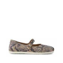 Womens Alpargata Mary Jane Taupe Snake Print Suede