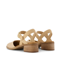 Womens Jaclyn Heel Natural Metallic Raffia