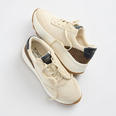 Womens TRVL Lite Wedge Sneaker Water Repellent Cream Cheetah Print Vintage Twill