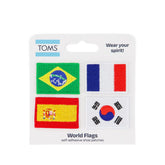World Flag Adhesive Shoe Patches: Brazil, France, Spain, South Korea