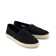 Womens Alpargata Rope 2.0 Espadrille Black Floral Crochet