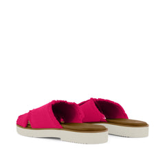 Womens Mae Crossover Slide Sandal Fuchsia Heritage Canvas Fray