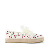 Womens Carolina Lace-Up Espadrille Cherry Embroidery