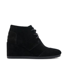 Womens Desert Wedge Ankle Bootie Black Suede