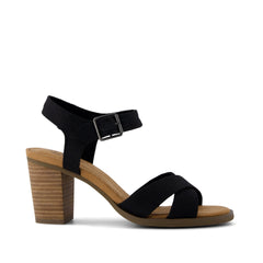 Majorca Ankle Strap Heeled Sandal Black Woven Melange