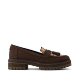 Womens Cara Tassel Loafer Chocolate Brown Plaid