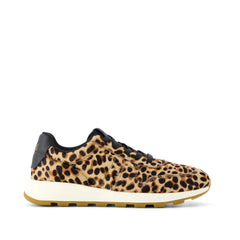Womens TRVL LITE Retro Runner Sneaker Brown Sugar Leopard Print Hair Leather