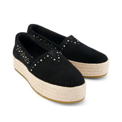 Womens Valencia Platform Espadrille Black Suede