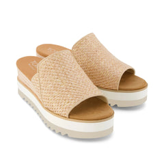 Womens Diana Mule Wedge Sandal Natural Metallic Raffia