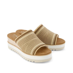 Womens Diana Mule Wedge Sandal Almond Crochet