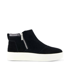 Womens Percy Mid Platform Sneaker Water Resistant Black Suede