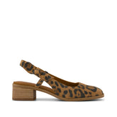 Womens Jaclyn Slingback Bow Heel Brown Sugar Leopard Suede