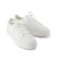 Womens Izzy Lace-Up Sneaker White Faux Leather