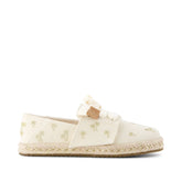 Carolina Lace-Up Kids Espadrille Metallic Embroidered Palm Trees