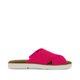 Womens Mae Crossover Slide Sandal Fuchsia Heritage Canvas Fray