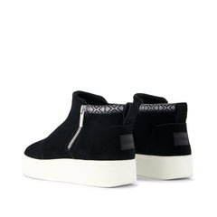 Womens Percy Mid Platform Sneaker Water Resistant Black Suede