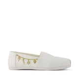 Womens Alpargata Classic White Recycled Cotton Canvas with Charms Chain
