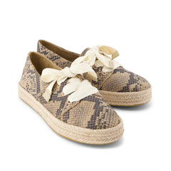 Womens Carolina Lace-Up Espadrille Taupe Snake Print Suede