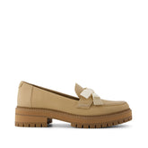 Womens Cara Bow Loafer Taupe Leather