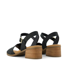 Womens Eloise Sandal Black Perforated Leather