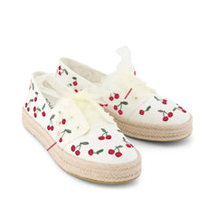 Womens Carolina Lace-Up Espadrille Cherry Embroidery