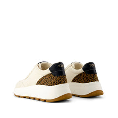 Womens TRVL Lite Wedge Sneaker Water Repellent Cream Cheetah Print Vintage Twill