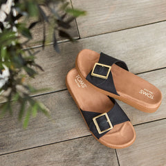 Womens Marin Slide Sandal Black Canvas