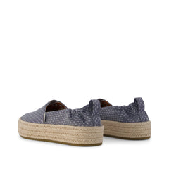 Valencia Platform Kids Espadrille Niagara Mist Chambray Dot