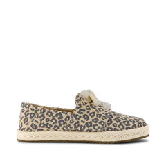 Carolina Lace-Up Kids Espadrille Natural Leopard Print