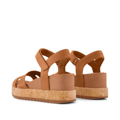 Womens Alana Wedge Sandal Brown Leather
