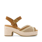 Womens Isla Peep Toe Heeled Sandal Almond Crochet