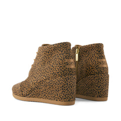 Womens Desert Wedge Ankle Bootie Toffee Micro Leopard Print