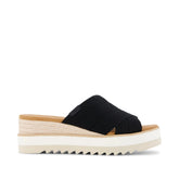 Womens Diana Crossover Mule Wedge Sandal Black Canvas