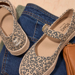 Womens Carolina Mary Jane Espadrille Natural Leopard Print