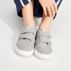 Cruz Double Strap Drizzle Grey Heritage Canvas Toddler Sneaker