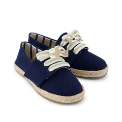Carolina Lace-Up Kids Espadrille Navy Beachside Woven