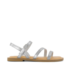 Womens Kira Strappy Sandal Silver Leather