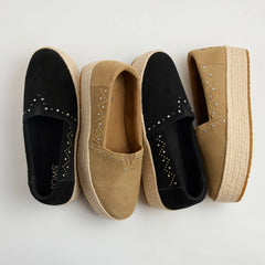 Womens Valencia Platform Espadrille Black Suede
