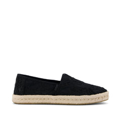 Womens Alpargata Rope 2.0 Espadrille Black Floral Crochet