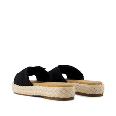 Abby Slide Flatform Espadrille Sandal Black Beachside Woven