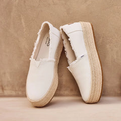 Valencia White Canvas Platform Espadrille