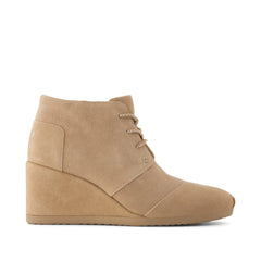Womens Desert Wedge Ankle Bootie Taupe Suede