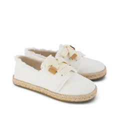 Carolina Lace-Up Kids Espadrille White Fray
