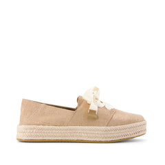 Womens Carolina Lace-Up Espadrille Bronze Crosshatch Suede