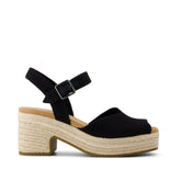 Isla Peep Toe Heeled Sandal Black Beachside Woven